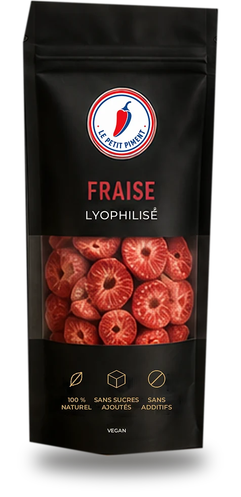 Sachet de fraises lyophilisées